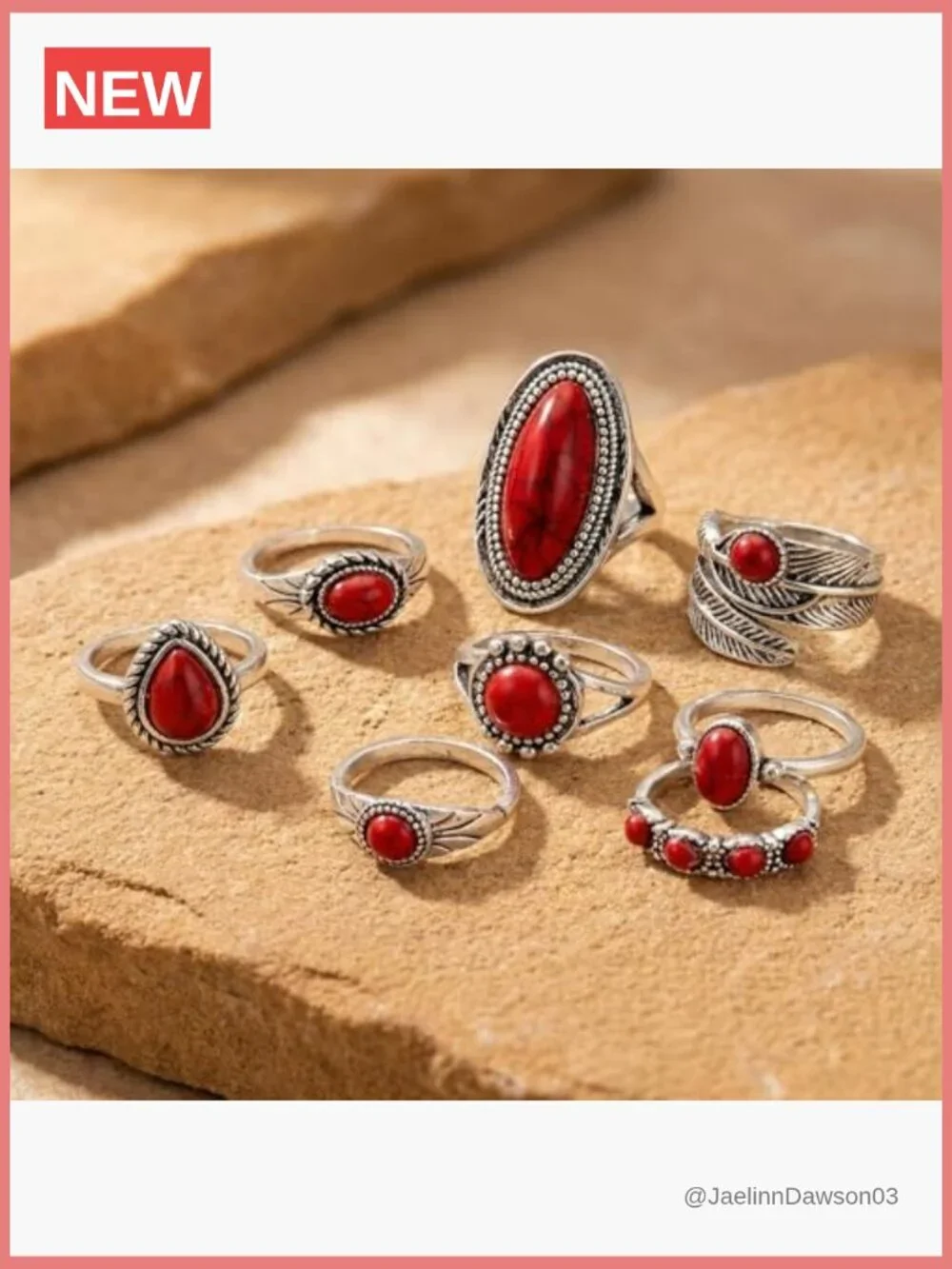 8-Piece Boho Stacking Ring Set - Statement Midi Knuckle Bands